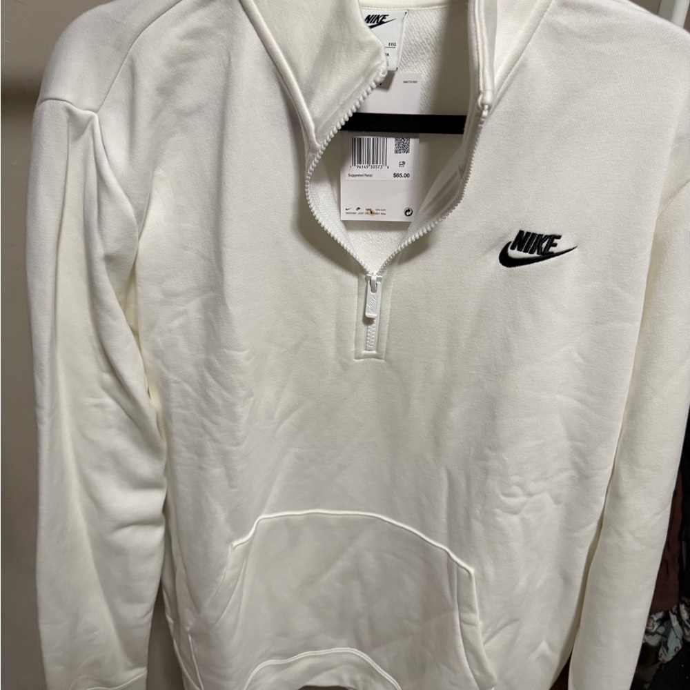 Nike White Pullover with Black Swoosh Accent